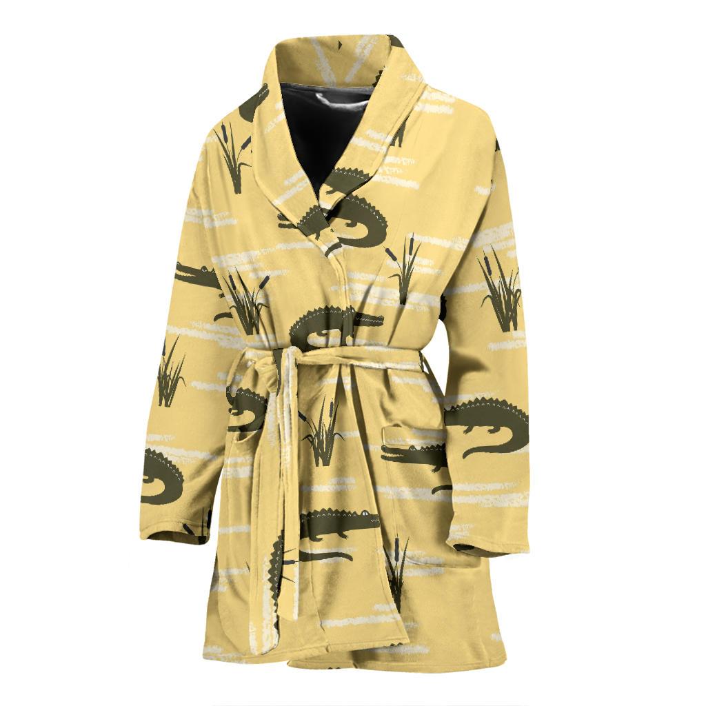 Crocodile River Print Pattern Women Long Robe-grizzshop