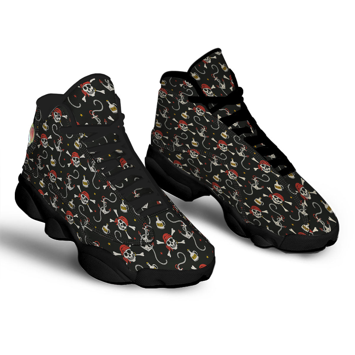 Crossbones Pirate Skull Print Pattern Black Basketball Shoes-grizzshop