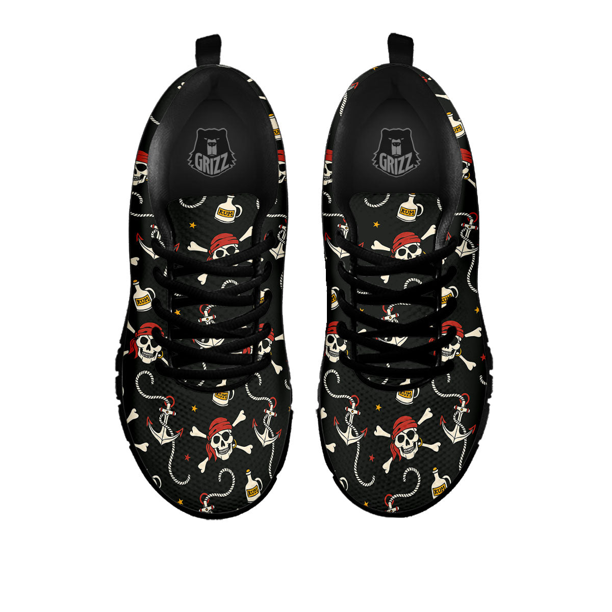 Crossbones Pirate Skull Print Pattern Black Sneaker-grizzshop