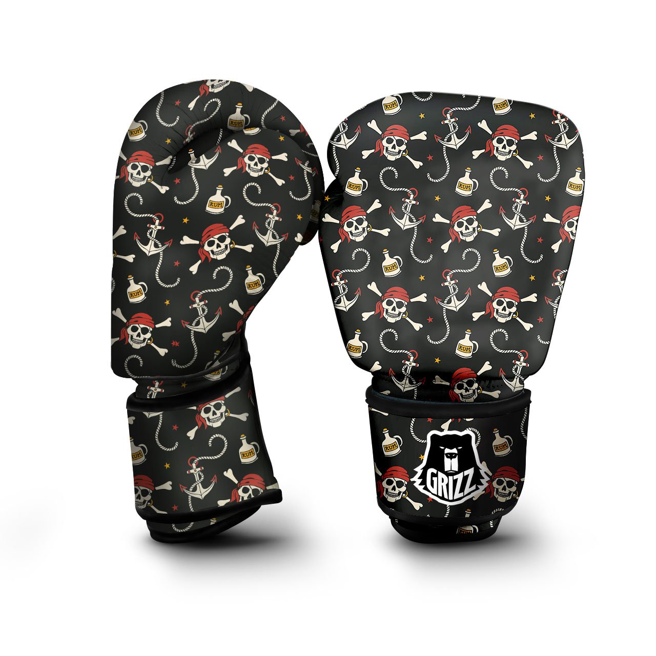 Crossbones Pirate Skull Print Pattern Boxing Gloves-grizzshop
