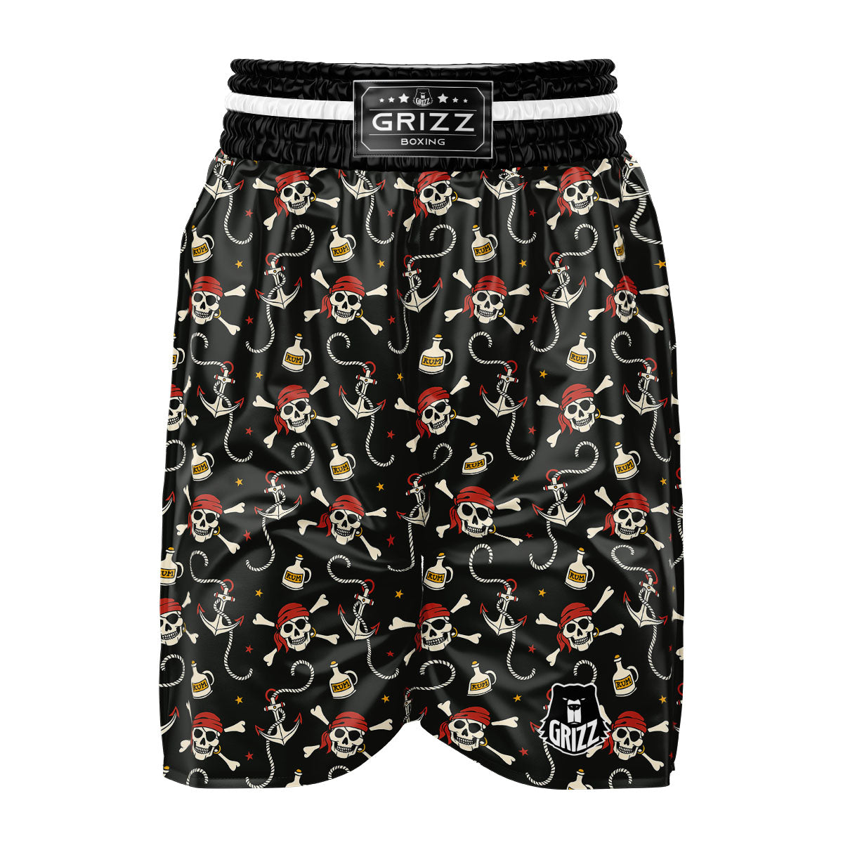 Crossbones Pirate Skull Print Pattern Boxing Shorts-grizzshop