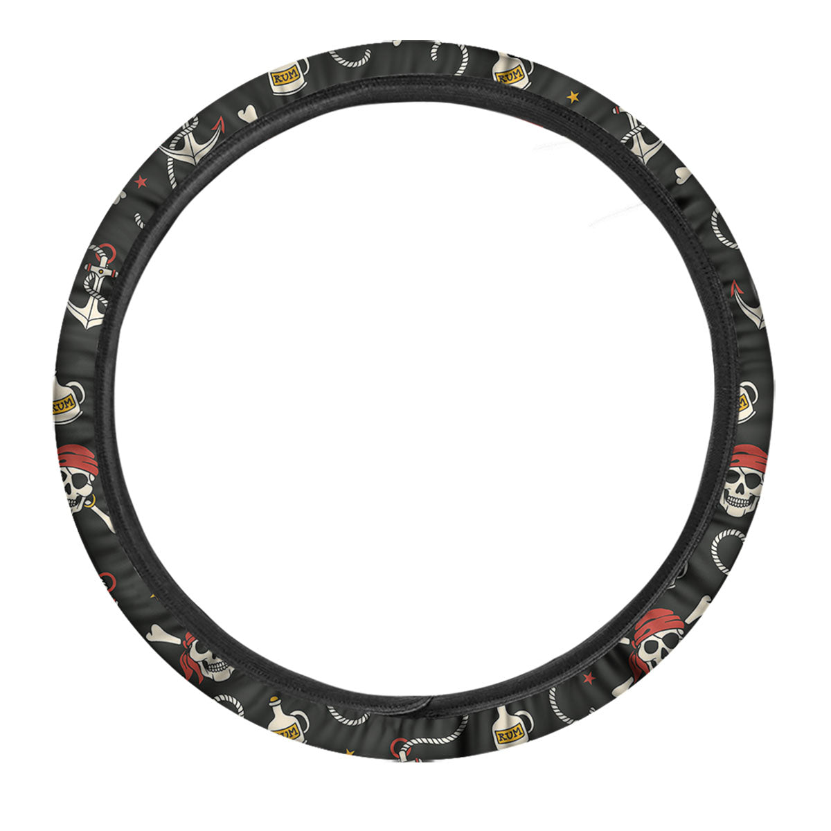 Crossbones Pirate Skull Print Pattern Car Steering Wheel Cover-grizzshop