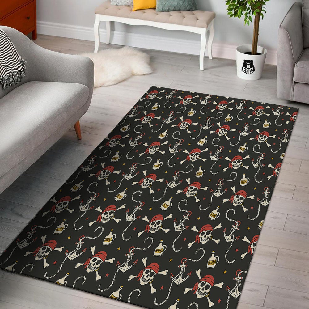 Crossbones Pirate Skull Print Pattern Floor Mat-grizzshop