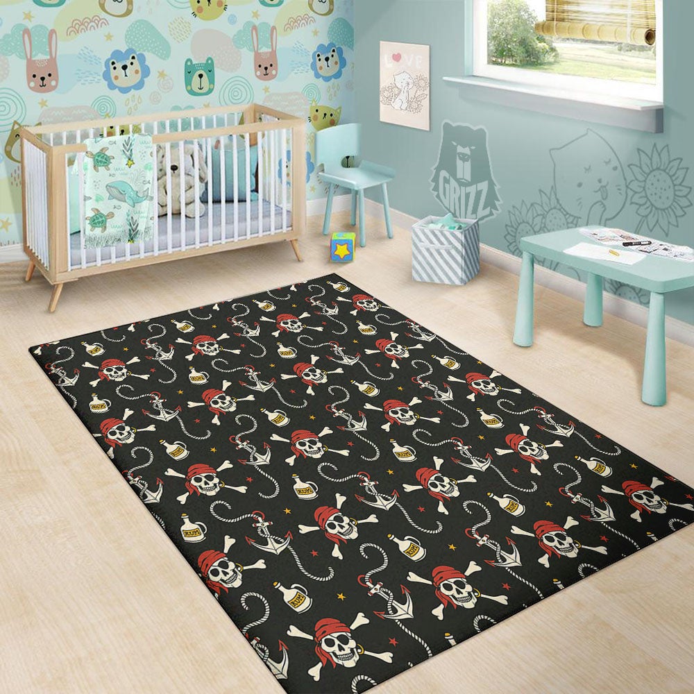 Crossbones Pirate Skull Print Pattern Floor Mat-grizzshop