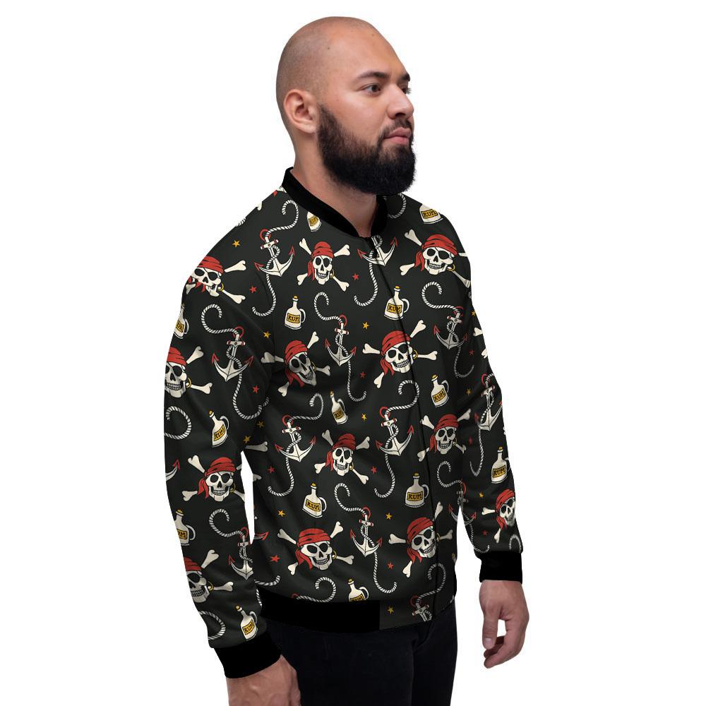 Crossbones Pirate Skull Print Pattern Men's Bomber Jacket-grizzshop