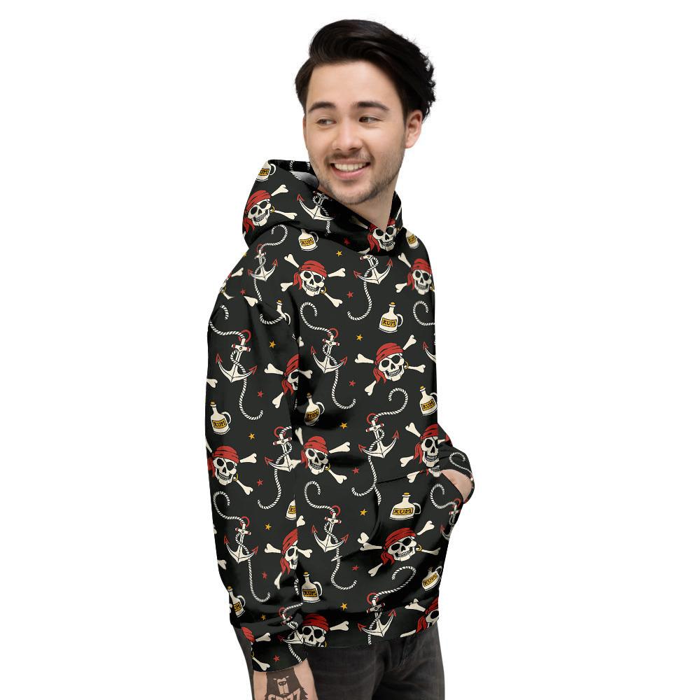 Crossbones Pirate Skull Print Pattern Men's Hoodie-grizzshop