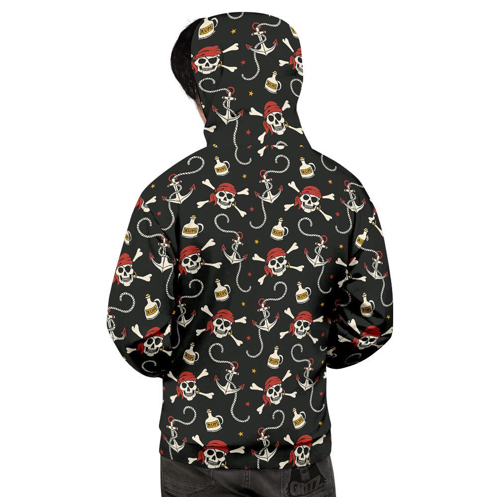 Crossbones Pirate Skull Print Pattern Men's Hoodie-grizzshop