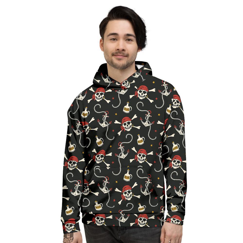 Crossbones Pirate Skull Print Pattern Men's Hoodie-grizzshop
