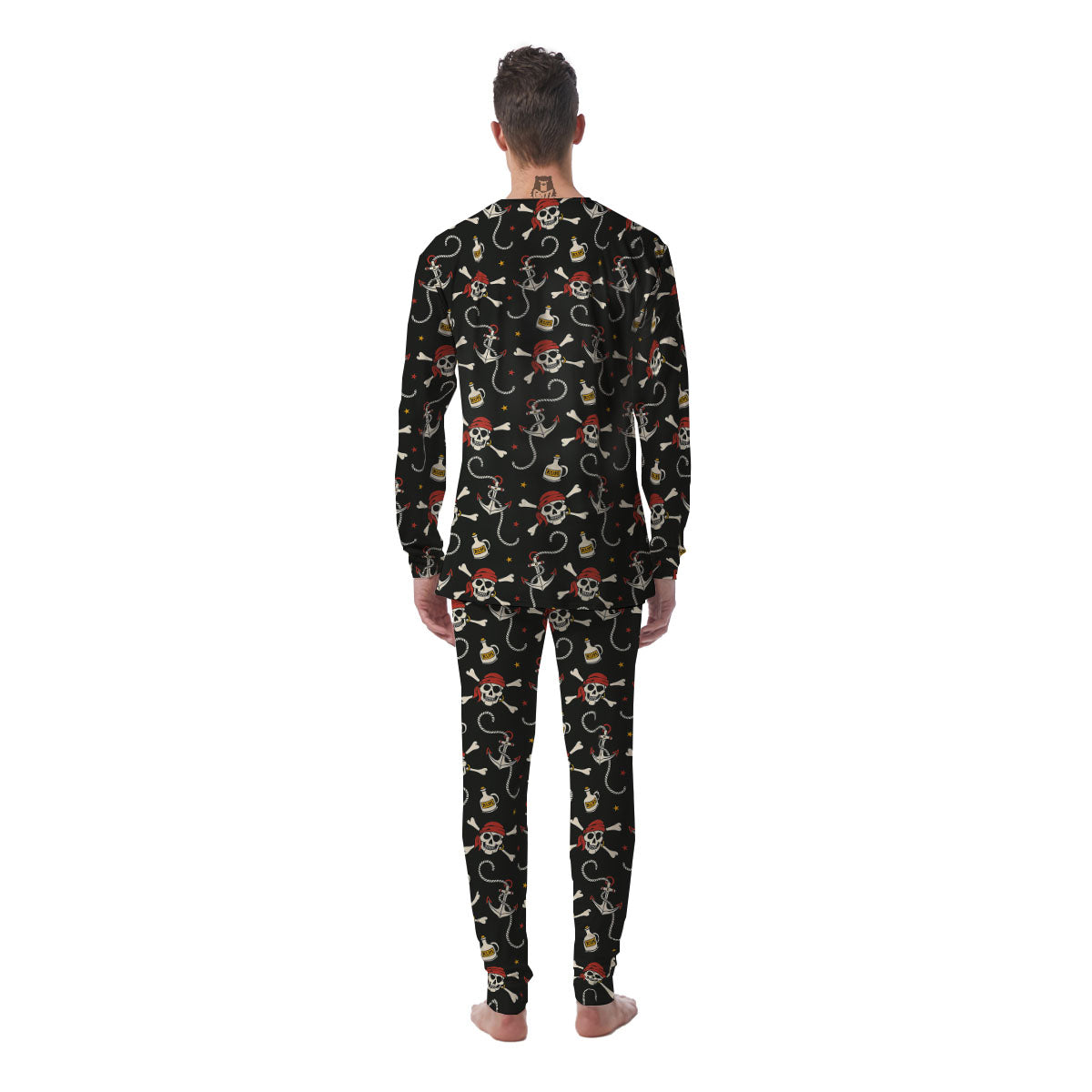Crossbones Pirate Skull Print Pattern Men's Pajamas-grizzshop