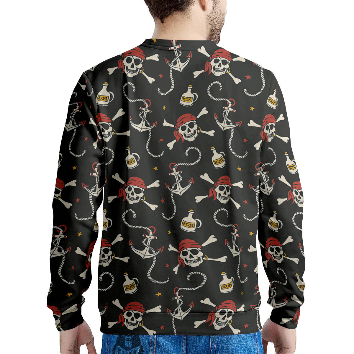 Crossbones Pirate Skull Print Pattern Men's Sweatshirt-grizzshop
