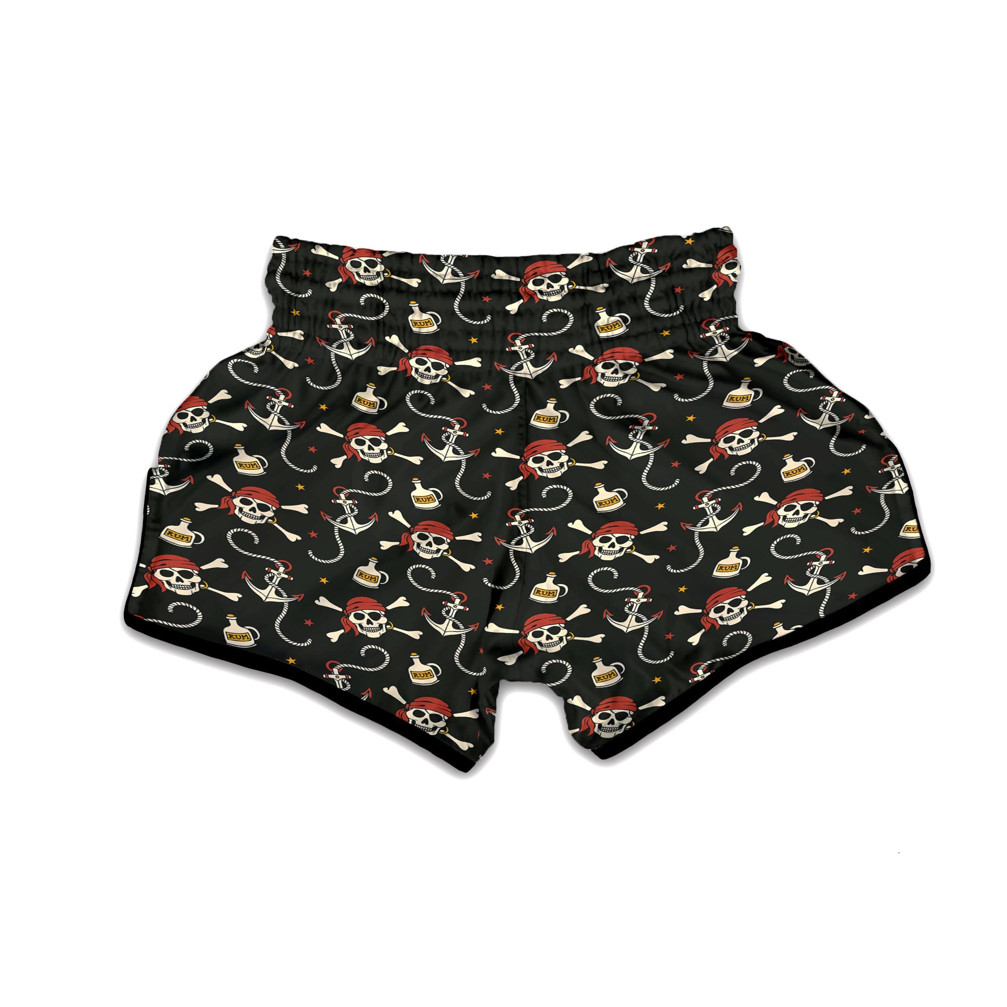 Crossbones Pirate Skull Print Pattern Muay Thai Boxing Shorts-grizzshop