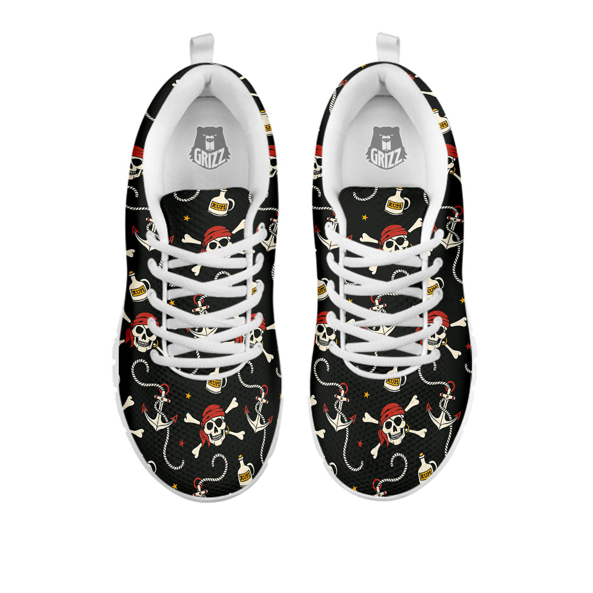 Crossbones Pirate Skull Print Pattern White Sneaker-grizzshop