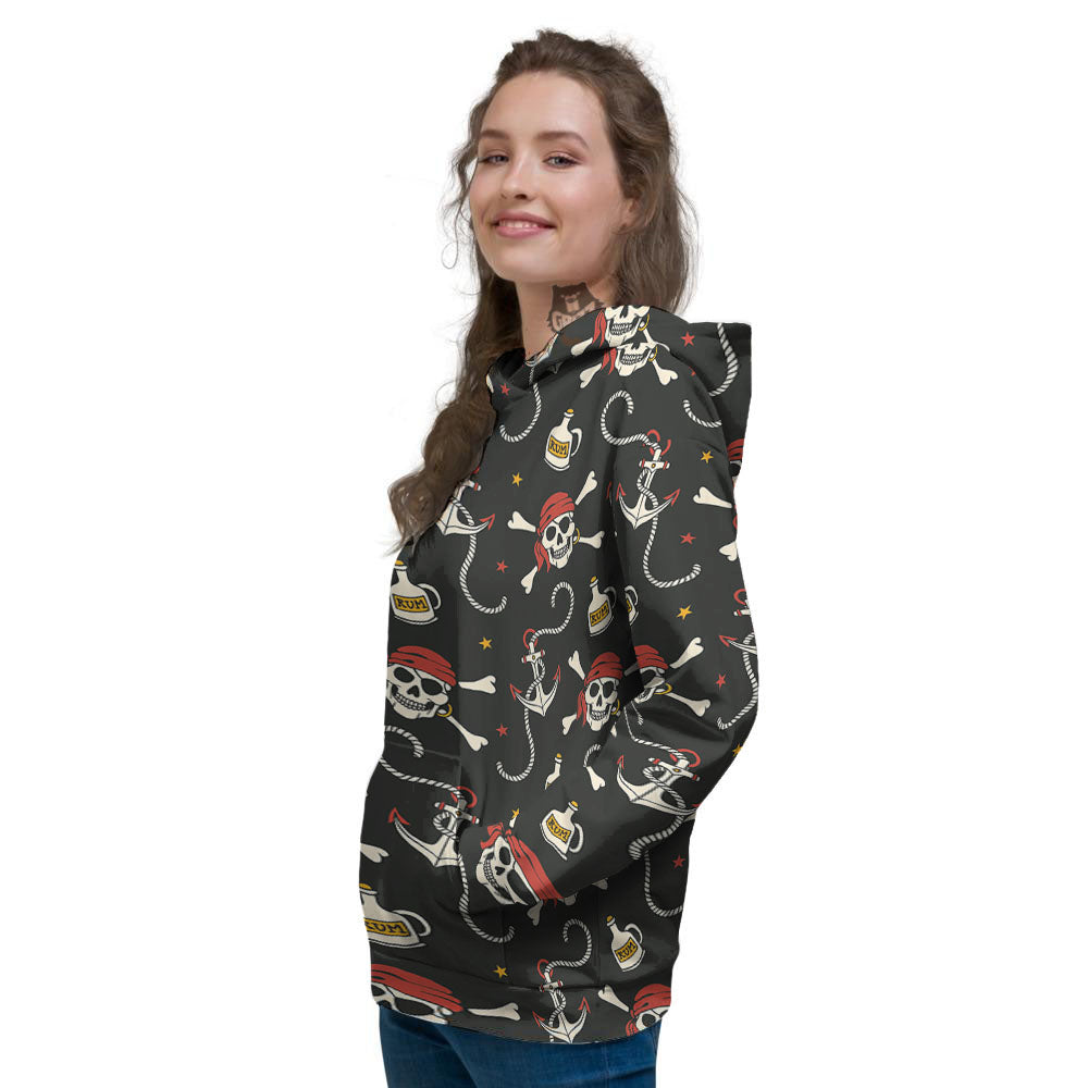 Crossbones Pirate Skull Print Pattern Women's Hoodie-grizzshop