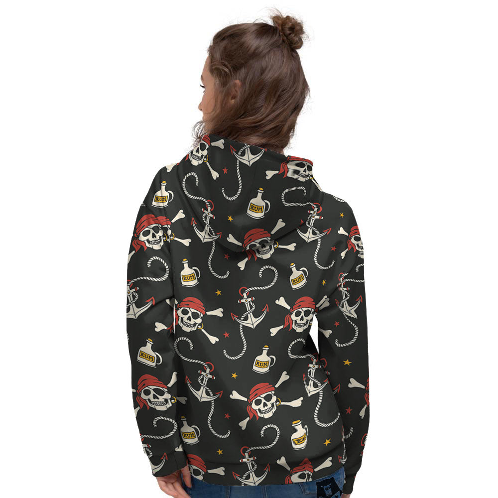 Crossbones Pirate Skull Print Pattern Women's Hoodie-grizzshop