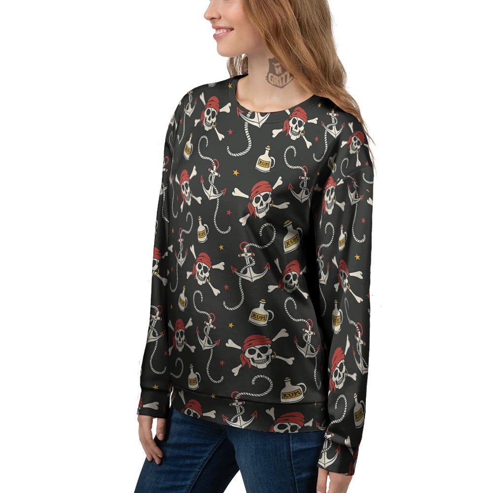Crossbones Pirate Skull Print Pattern Women's Sweatshirt-grizzshop