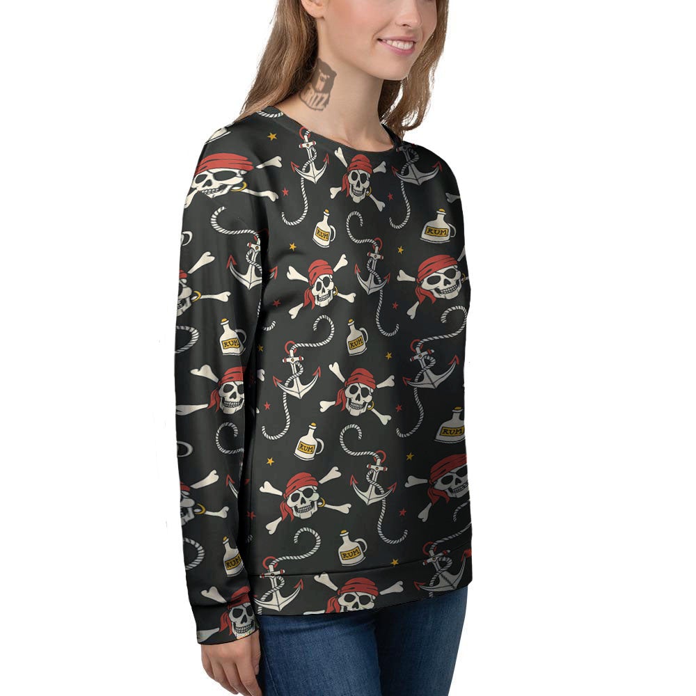 Crossbones Pirate Skull Print Pattern Women's Sweatshirt-grizzshop