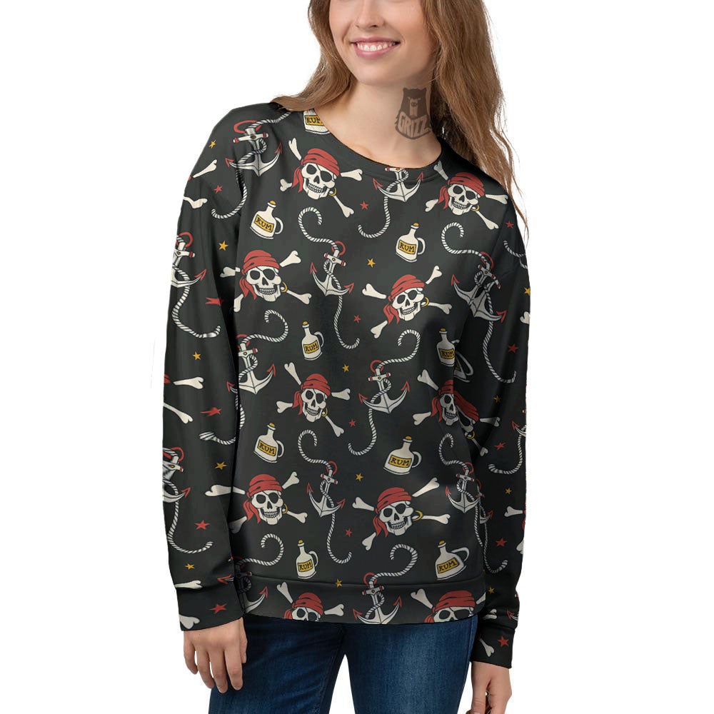 Crossbones Pirate Skull Print Pattern Women's Sweatshirt-grizzshop