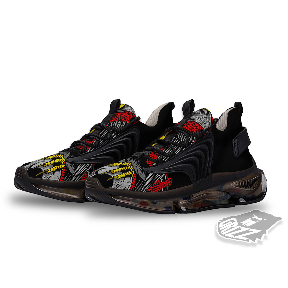 Crow And Samurai Print Black Gym Shoes-grizzshop