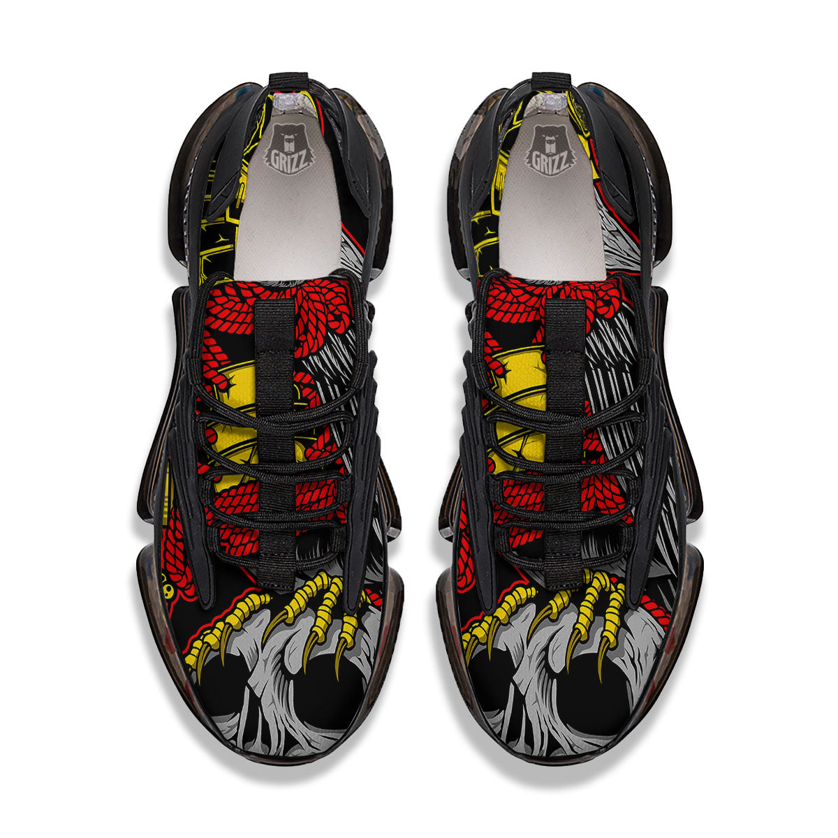 Crow And Samurai Print Black Gym Shoes-grizzshop