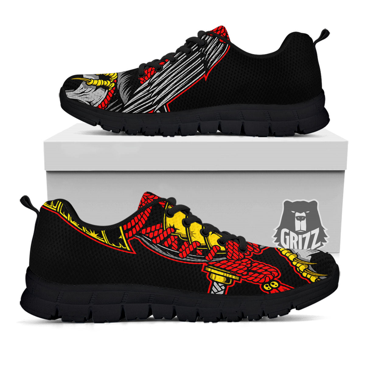 Crow And Samurai Print Black Sneaker-grizzshop