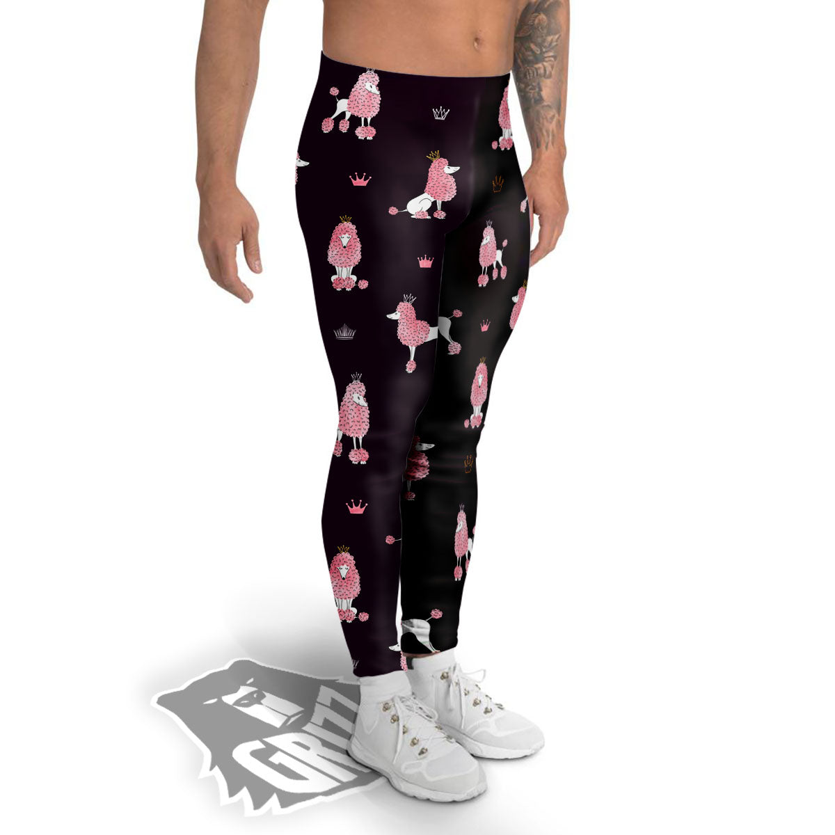 Crown And Poodle Print Pattern Men's Leggings-grizzshop