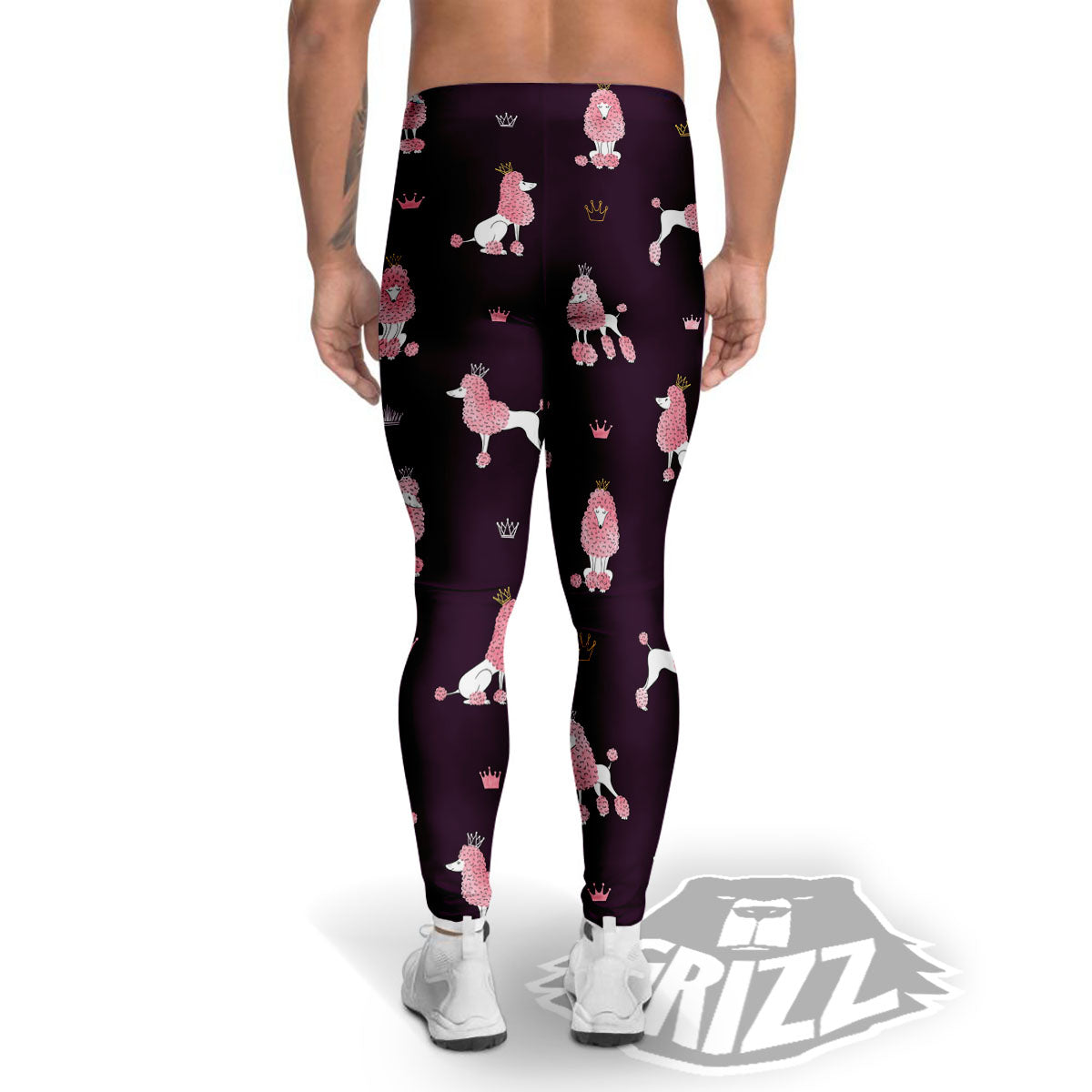 Crown And Poodle Print Pattern Men's Leggings-grizzshop