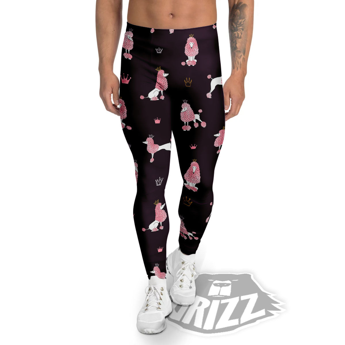 Crown And Poodle Print Pattern Men's Leggings-grizzshop