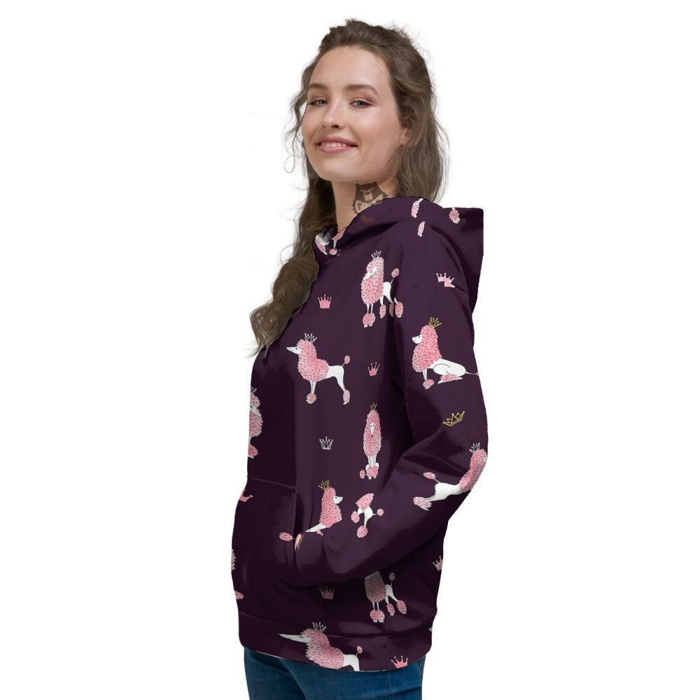 Crown And Poodle Print Pattern Women's Hoodie-grizzshop