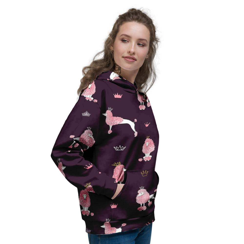 Crown And Poodle Print Pattern Women's Hoodie-grizzshop