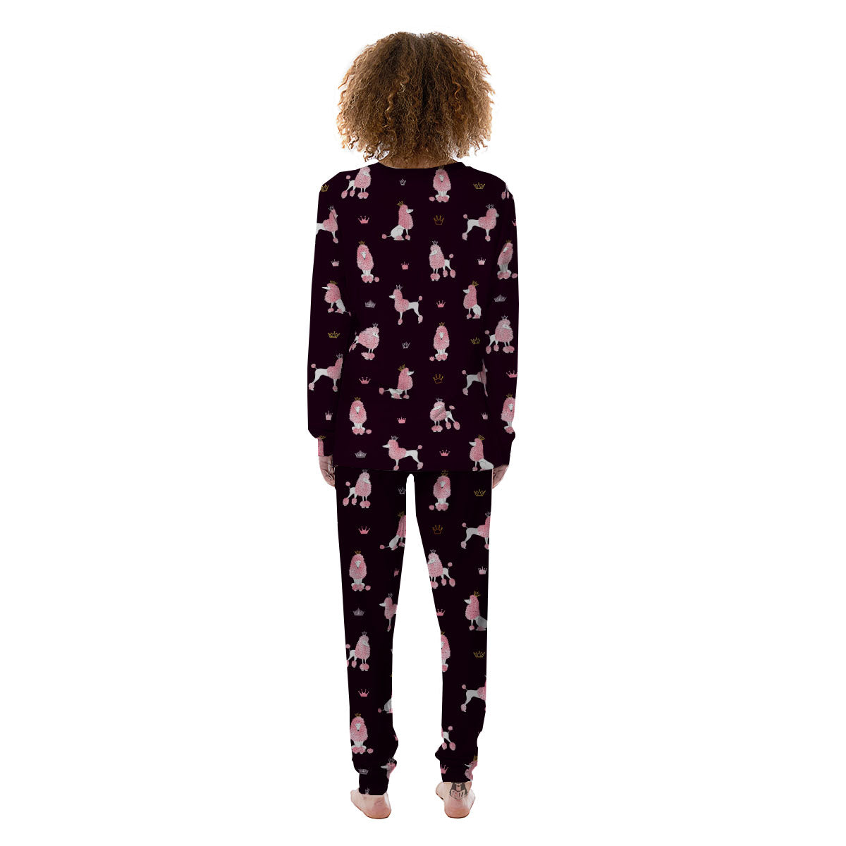 Crown And Poodle Print Pattern Women's Pajamas-grizzshop