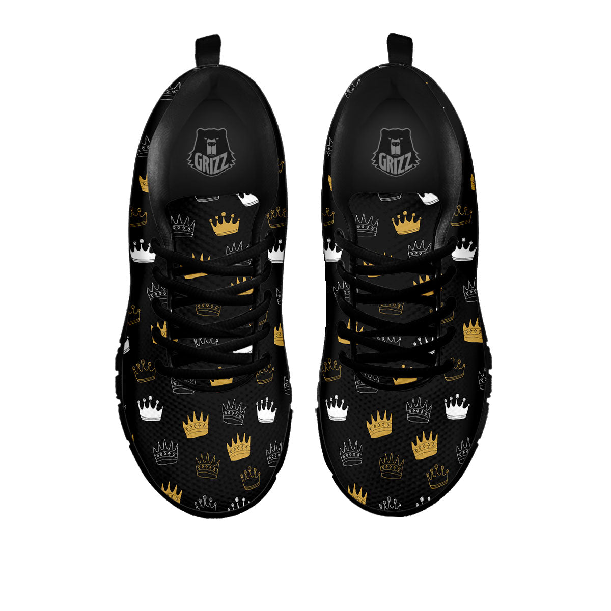 Crown Doodle Print Pattern Black Sneaker-grizzshop