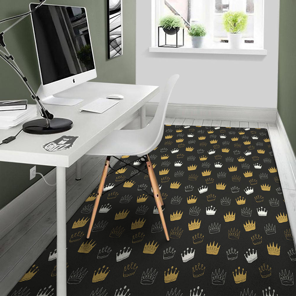 Crown Doodle Print Pattern Floor Mat-grizzshop