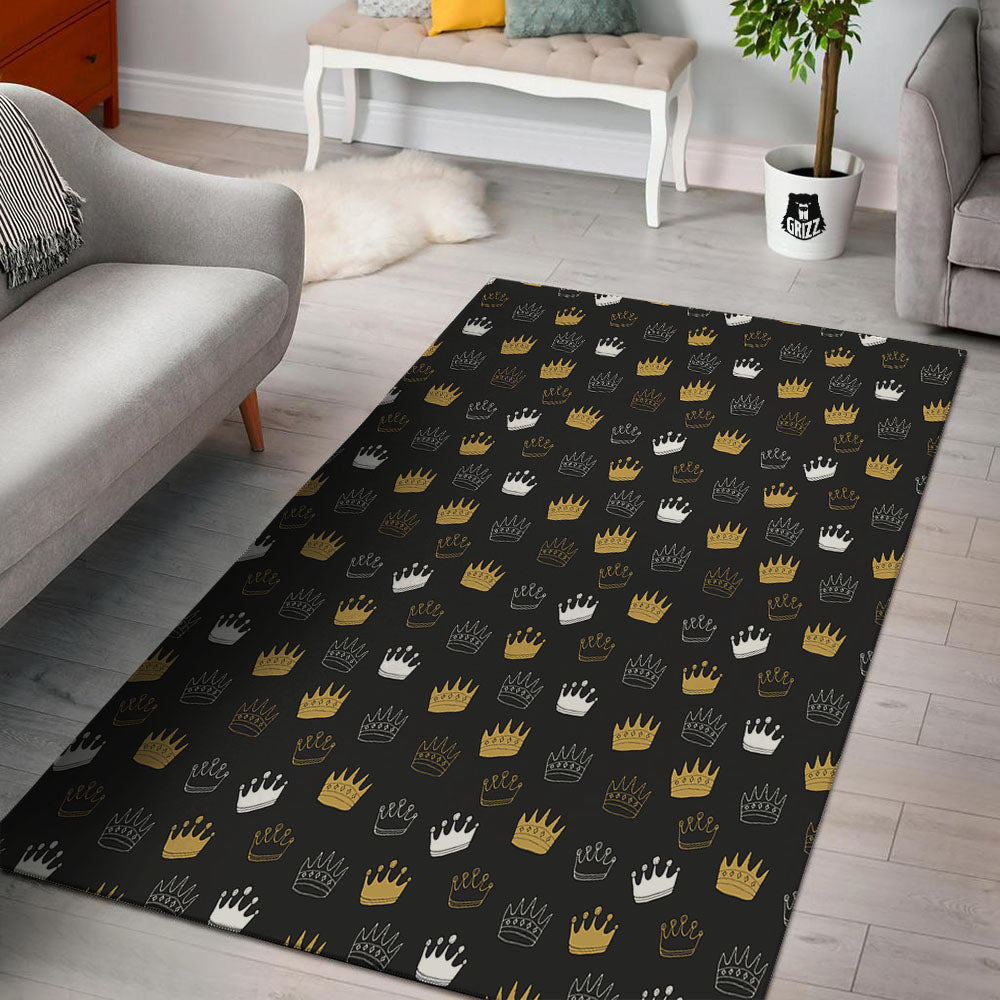 Crown Doodle Print Pattern Floor Mat-grizzshop