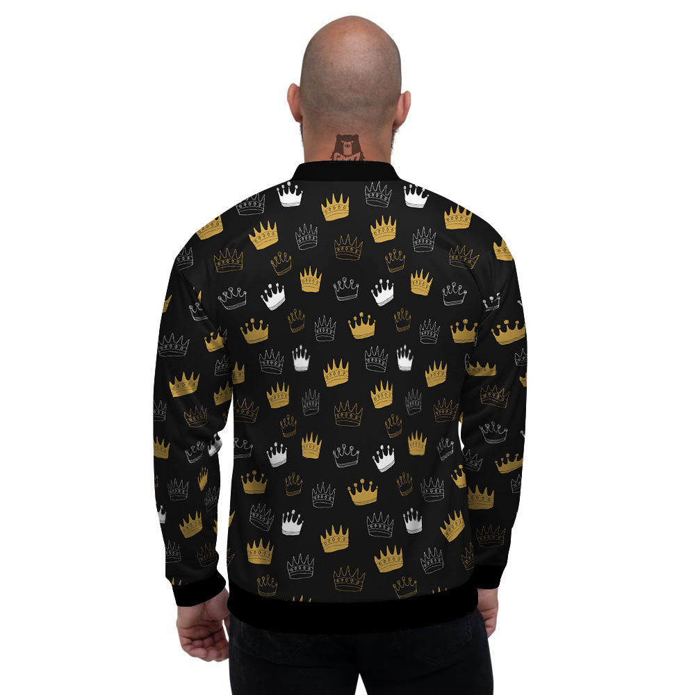 Crown Doodle Print Pattern Men's Bomber Jacket-grizzshop