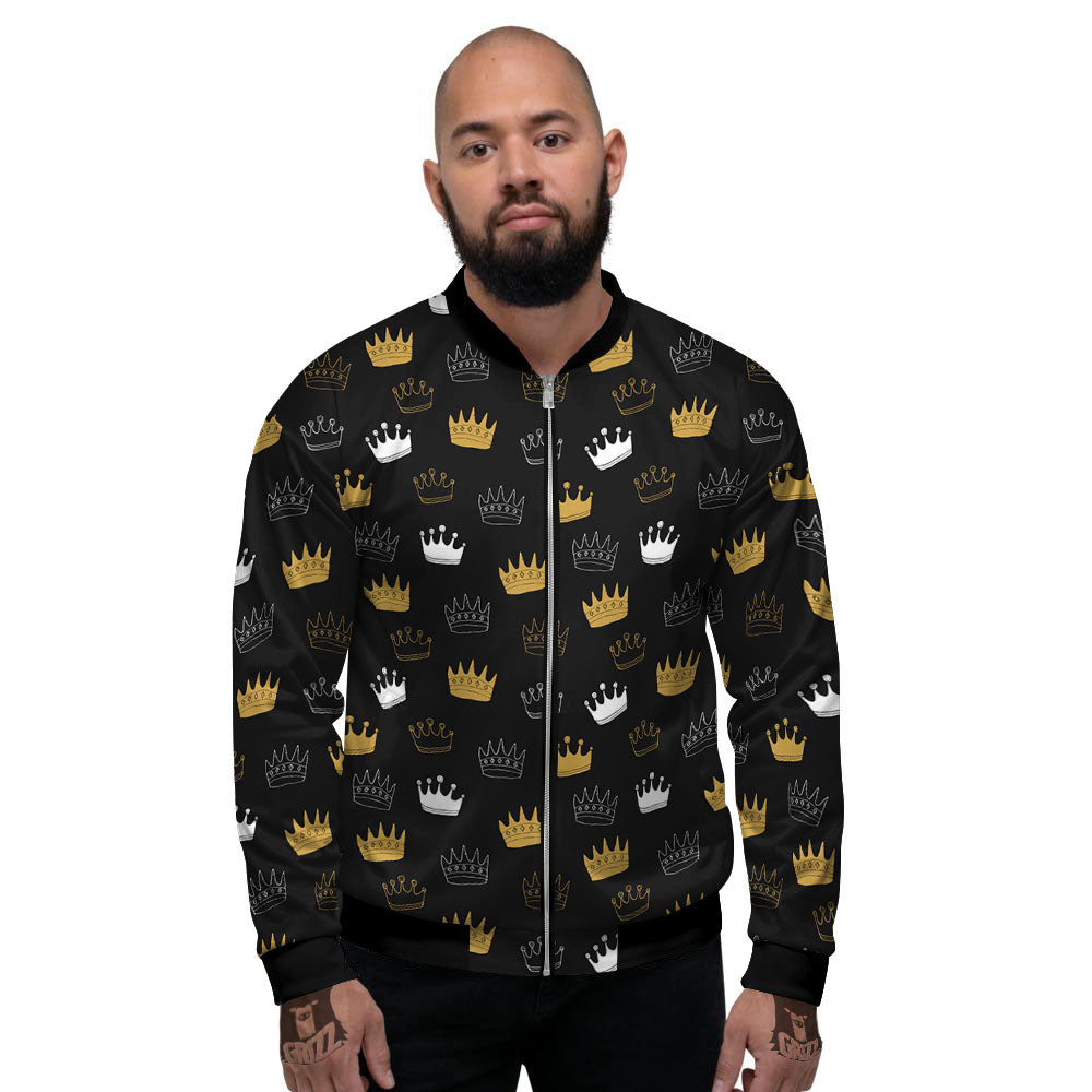 Crown Doodle Print Pattern Men's Bomber Jacket-grizzshop