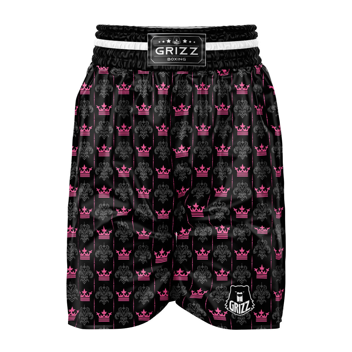 Crown Pink Print Pattern Boxing Shorts-grizzshop