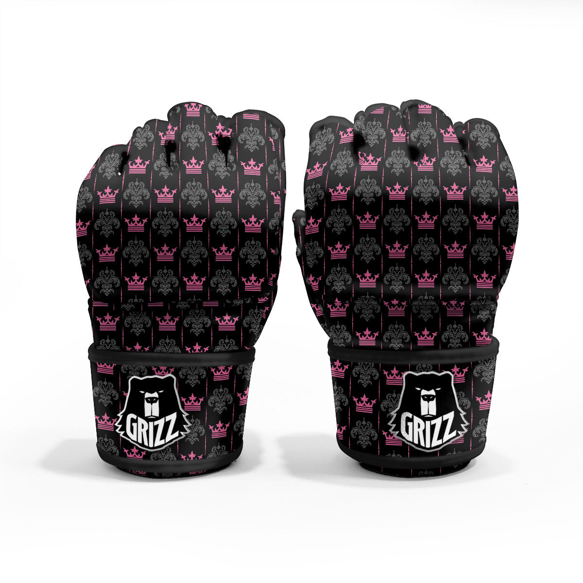 Crown Pink Print Pattern MMA Gloves-grizzshop