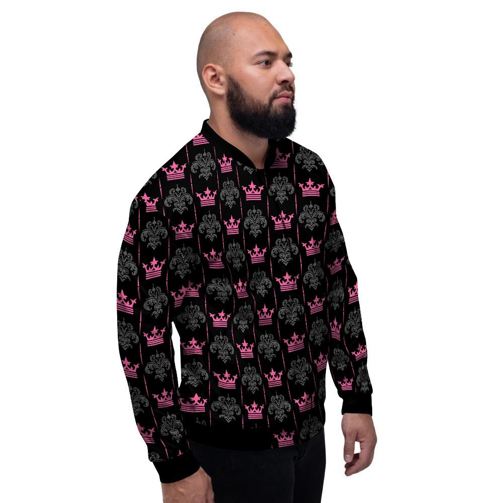 Crown Pink Print Pattern Men's Bomber Jacket-grizzshop