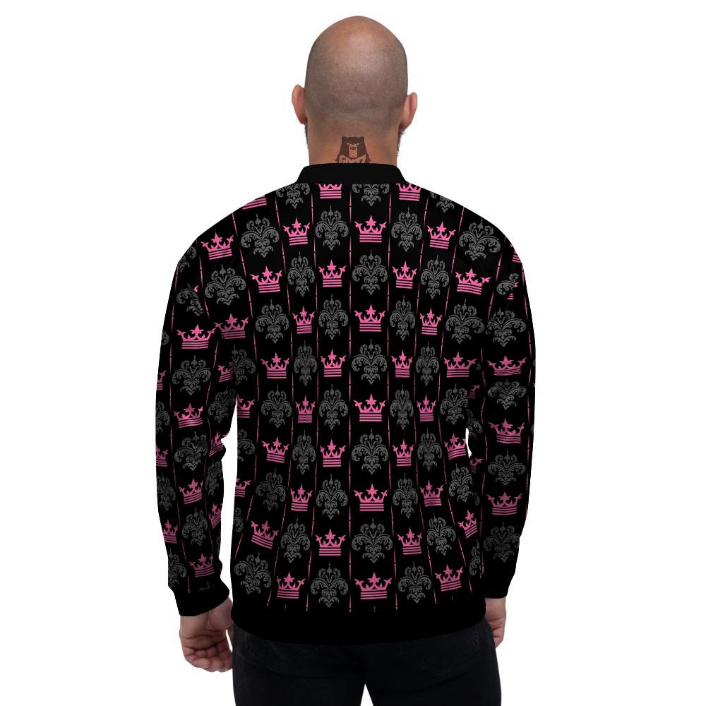 Crown Pink Print Pattern Men's Bomber Jacket-grizzshop