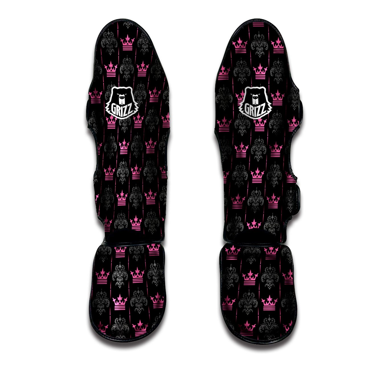 Crown Pink Print Pattern Muay Thai Shin Guards-grizzshop