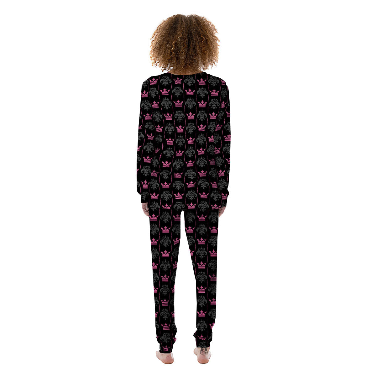 Crown Pink Print Pattern Women's Pajamas-grizzshop