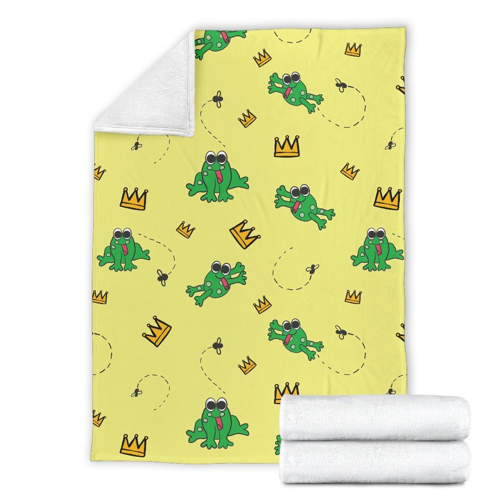 Crown Prince Frog Pattern Print Blanket-grizzshop