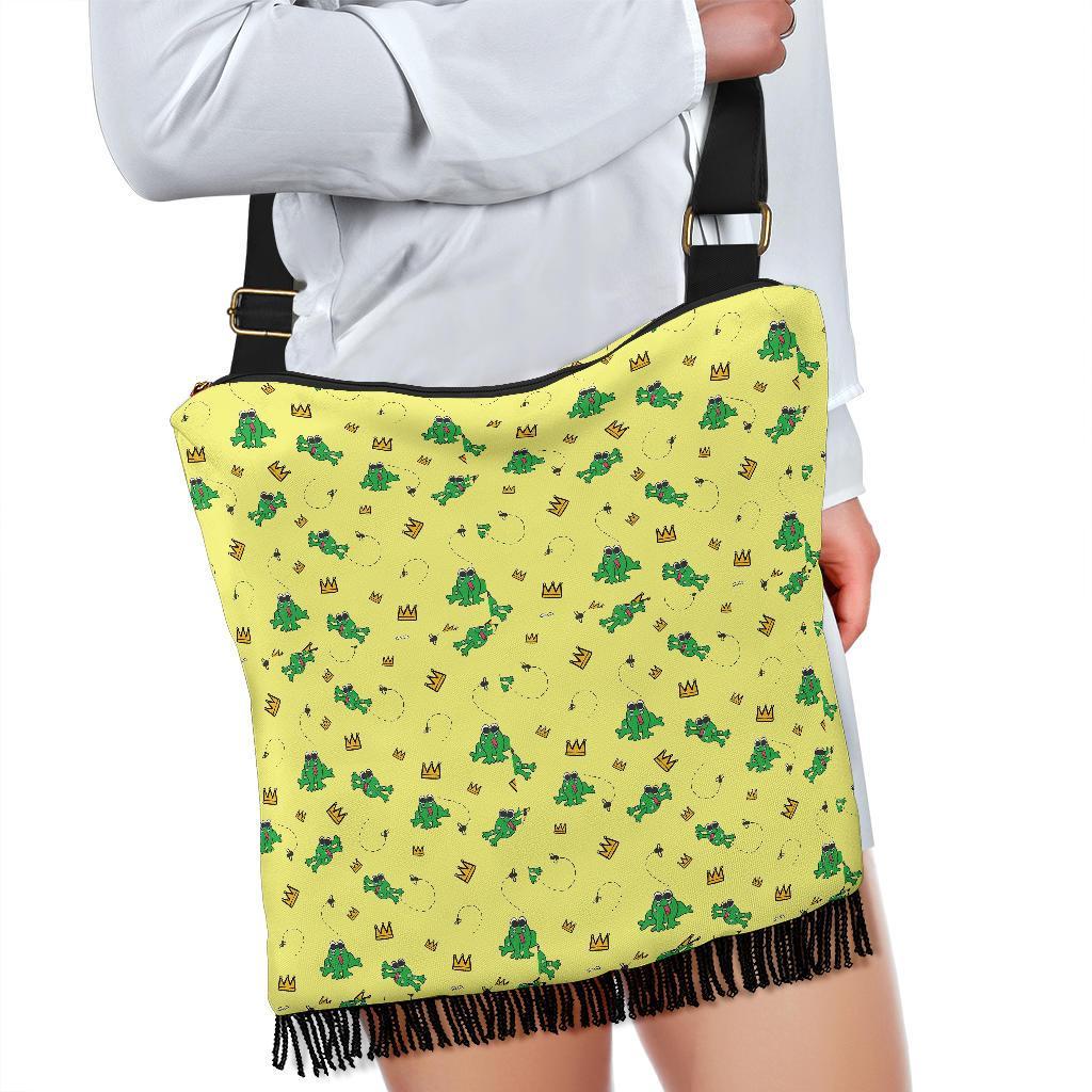 Crown Prince Frog Pattern Print Crossbody Bags-grizzshop