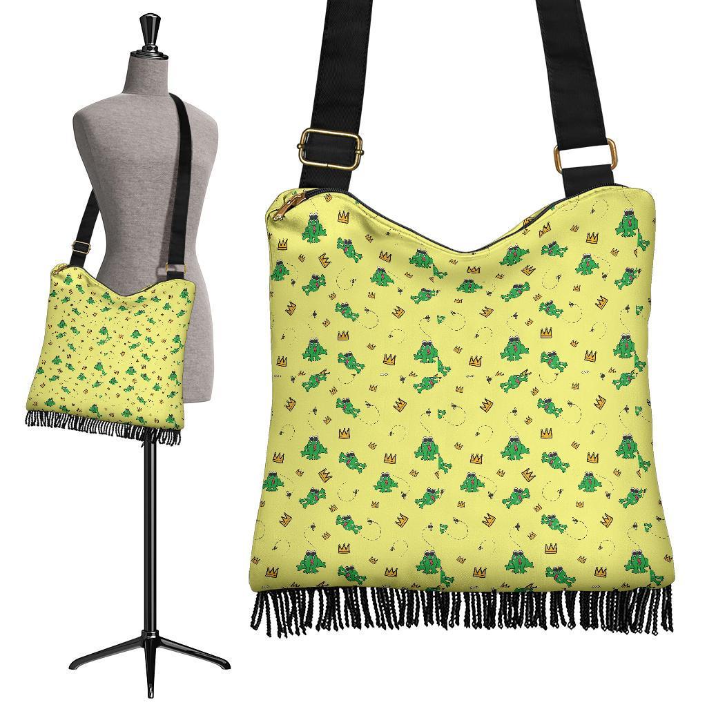 Crown Prince Frog Pattern Print Crossbody Bags-grizzshop