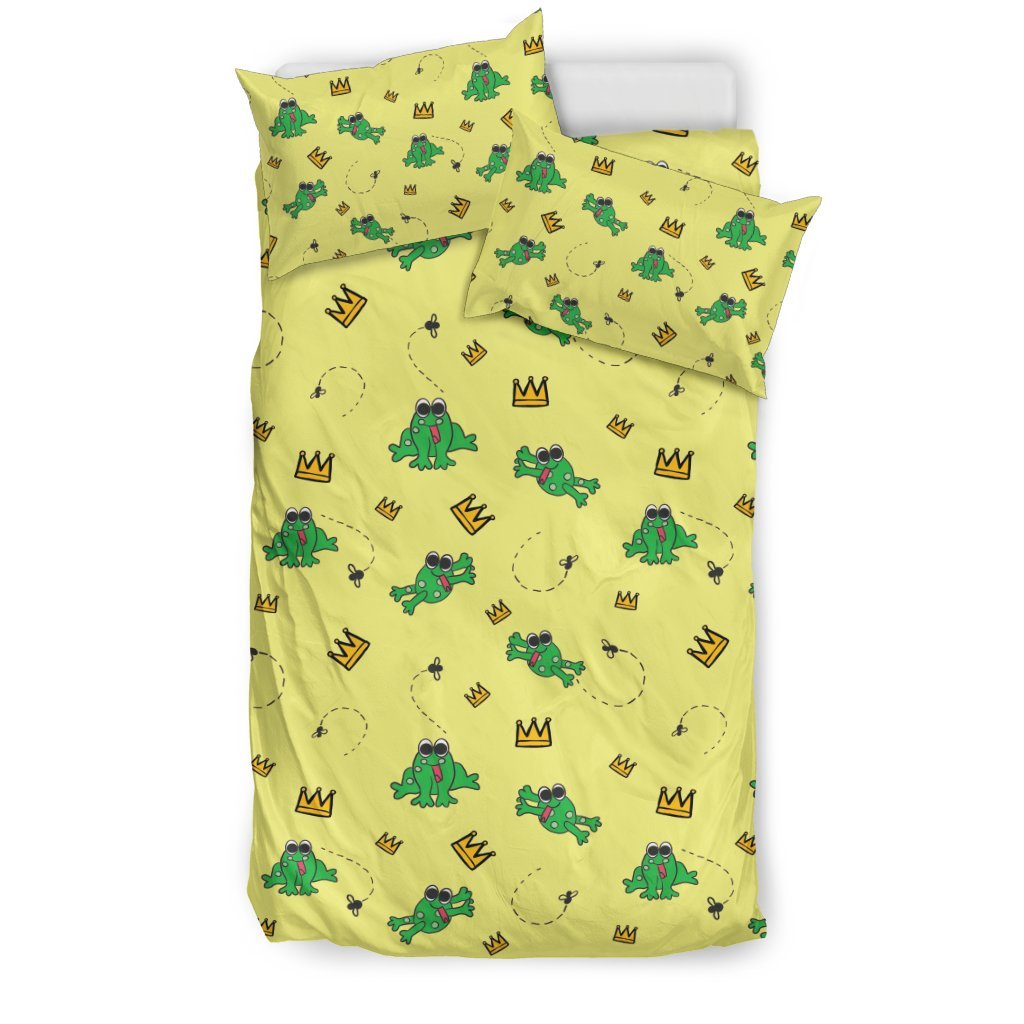 Crown Prince Frog Pattern Print Duvet Cover Bedding Set-grizzshop