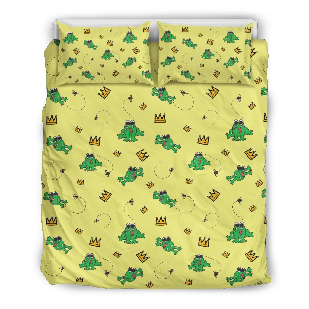 Crown Prince Frog Pattern Print Duvet Cover Bedding Set-grizzshop