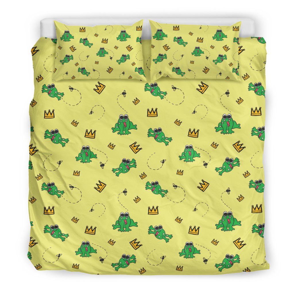 Crown Prince Frog Pattern Print Duvet Cover Bedding Set-grizzshop