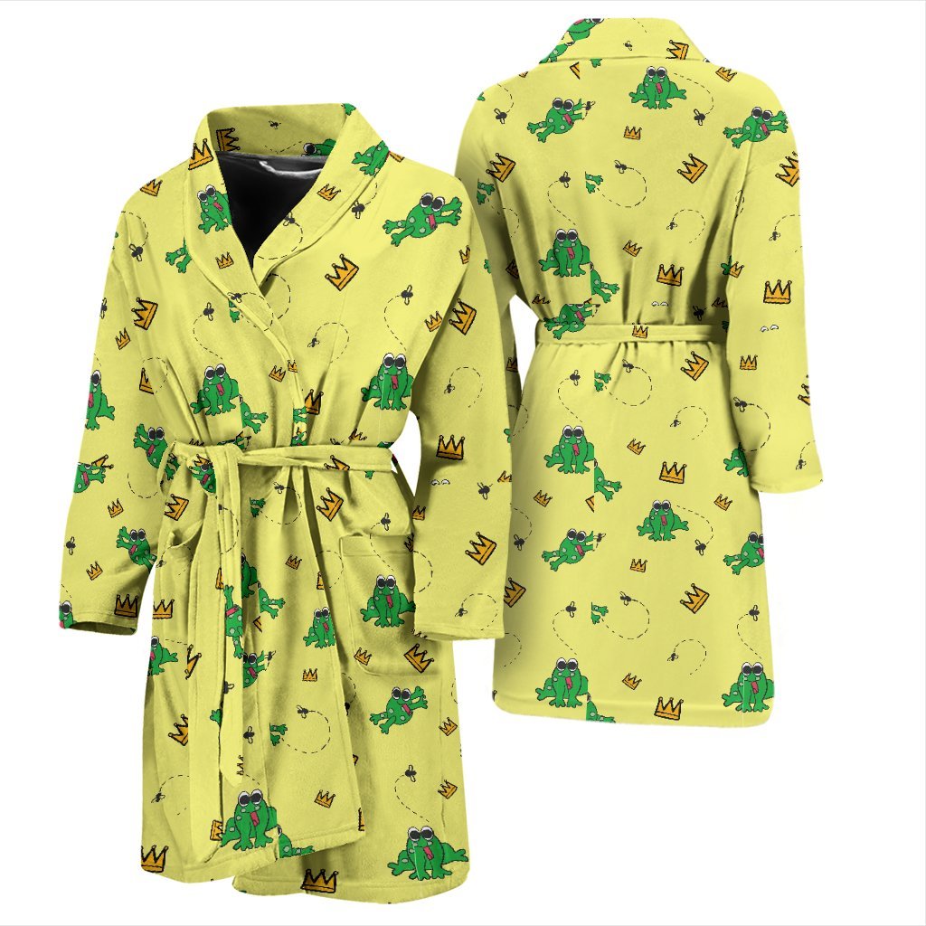 Crown Prince Frog Pattern Print Men Long Robe-grizzshop