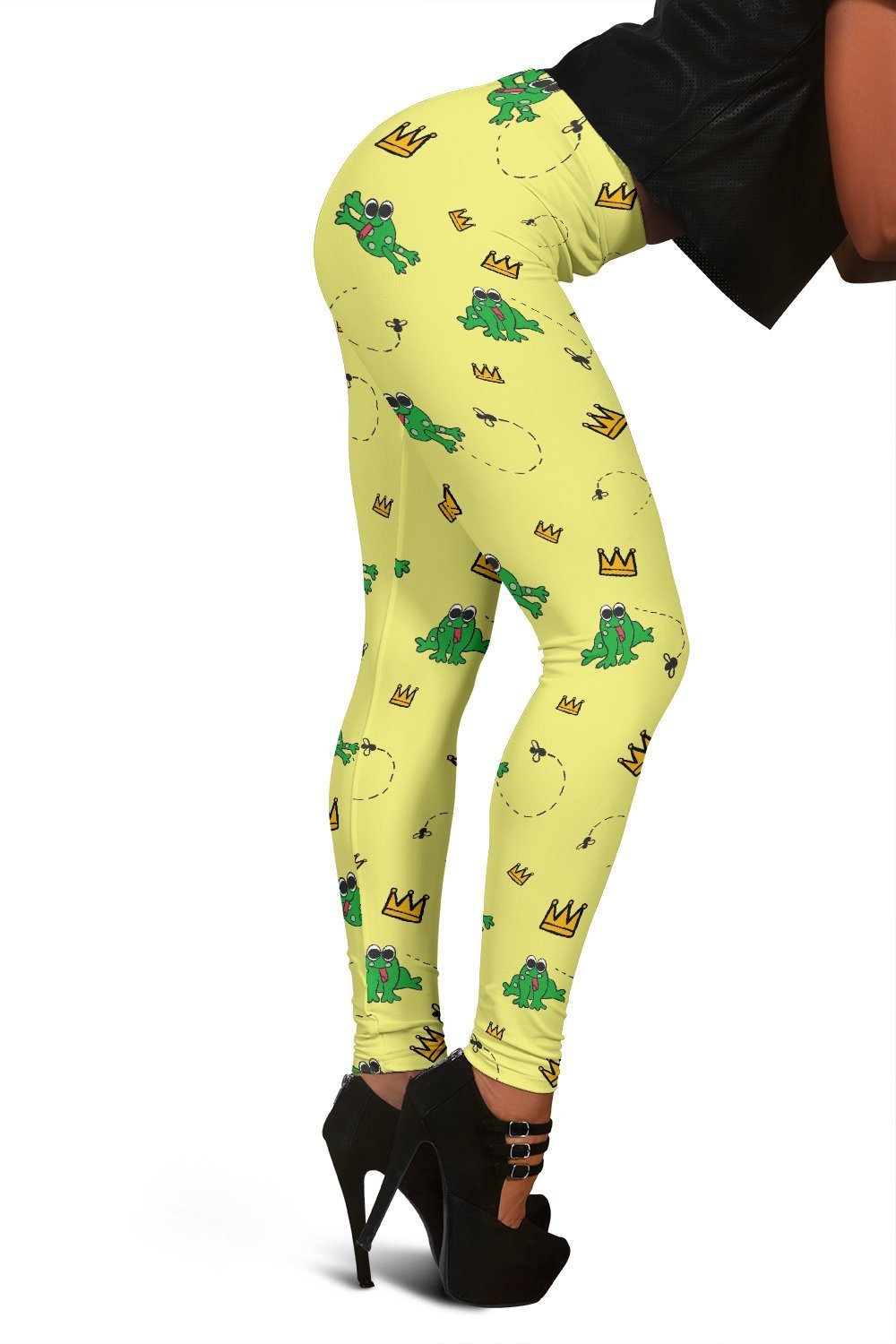 Crown Prince Frog Pattern Print Women Leggings-grizzshop