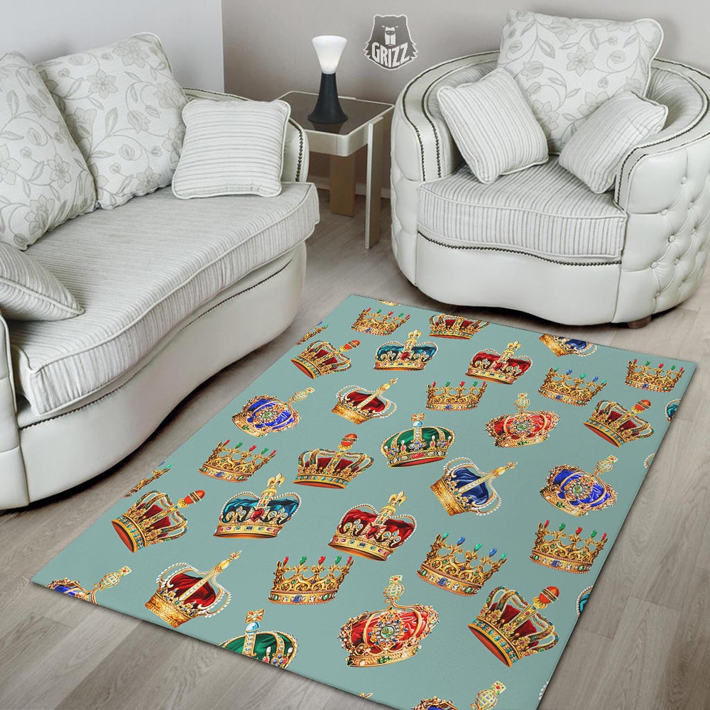 Crown Vintage Print Pattern Floor Mat-grizzshop